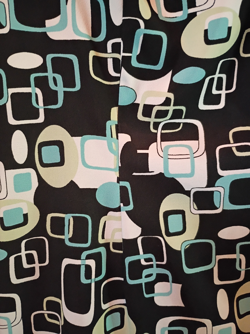 connected apparel Black Geometric A-line Dress with Aqua Accents - Picture 3 of 7